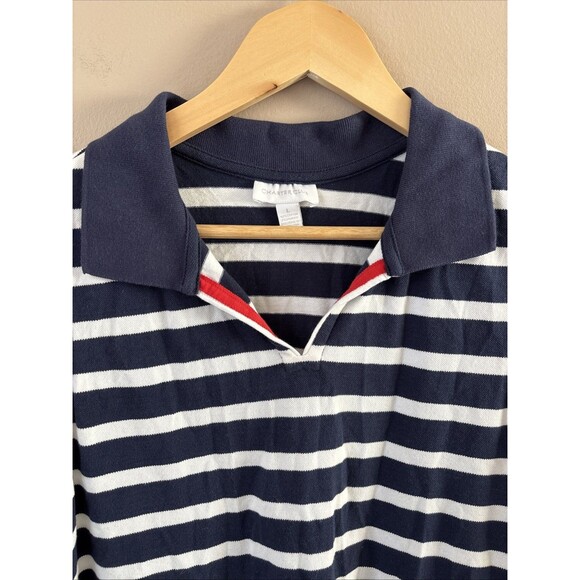 Charter Club Women’s Navy Striped Sleeveless Collared Dress Size Large - Picture 2 of 7